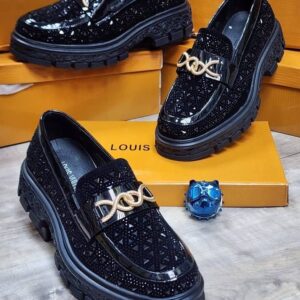 Crystal beaded suede black